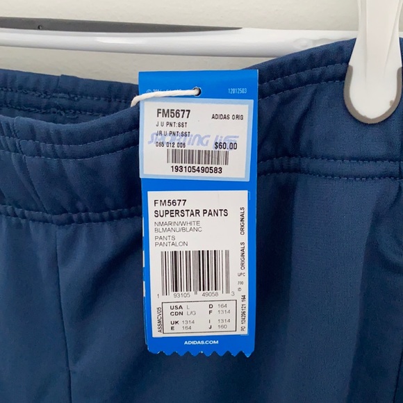 Adidas - NWT - classic blue track pant - boys large - Picture 3 of 3